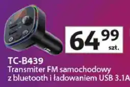 Auchan Transmitter FM samochodowy z bluetooth i ładowaniem USB 3.1A oferta