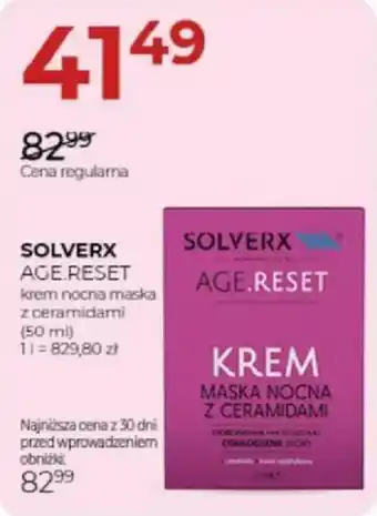 SOLVERX AGE.RESET krem nocna maska z ceramidami