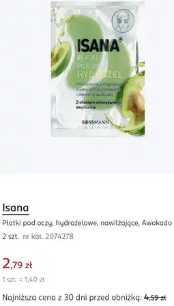 Rossmann Isana Płatki pod oczy, hydroŰelowe, nawilŰające, Awokado oferta