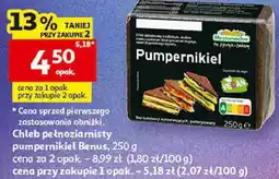 Auchan Chleb pełnoziarnisty pumpernikiel Benus Mestemacher oferta