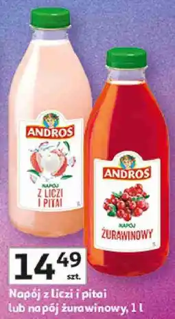 Auchan Andros Napój z liczi i pitai lub żurawinowy oferta