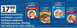 Auchan Kiełbasa morlińska, morlińska z szynki, kiełbasa z pieprzem lub biała parzona Morliny oferta