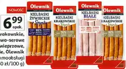 Auchan Kiełbaski krakowskie, bekonowo-serowe lub białe wieprzowe, lub żywieckie, Olewnik oferta