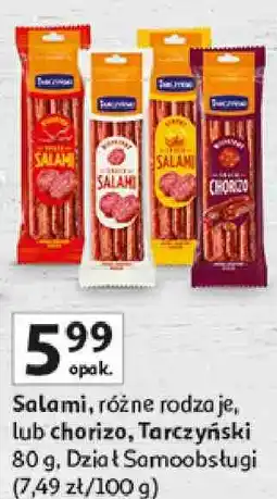 Auchan Salami, różne rodzaje, lub chorizo, Tarczyński oferta