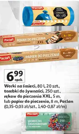 Auchan Worki na śmieci, torebki do żywności, rękaw do pieczenia lub papier do pieczenia Paclan oferta