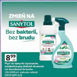 Auchan Płyn lub spray do czyszczenia, antybakteryjny dodatek do prania lub dezodorant do butów Sanytol oferta