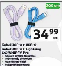 Auchan XO Kabel USB-A USB-C / Kabel USB-A Lightning WHIPPY Pro oferta