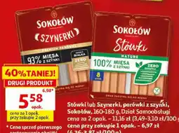 Auchan Szynerki lub Stówki parówki z szynki Sokołów oferta