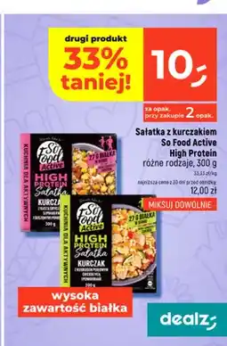 Dealz Sałatka z kurczakiem z kuskusem perłowym ciecierzycą i pomidorami So Food Active High Protein oferta