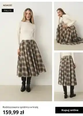 Greenpoint Rozkloszowana spódnica w kratę Greenpoint oferta
