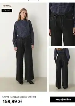 Greenpoint Czarne jeansowe spodnie wide leg Greenpoint oferta