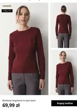 Greenpoint Bordowy longsleeve w stylu basic Greenpoint oferta