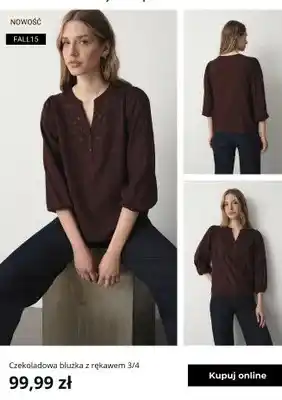Greenpoint Czekoladowa bluzka z rękawem 3/4 Greenpoint oferta