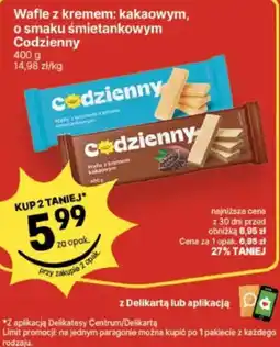 Delikatesy Centrum Wafle z kremem: kakaowym, o smaku śmietankowym Codzienny oferta