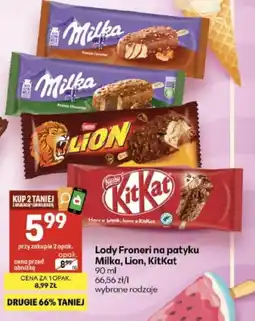 Delikatesy Centrum Lody Froneri na patyku Milka, Lion, KitKat oferta