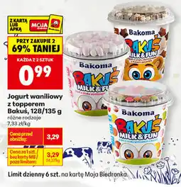 Biedronka Jogurt waniliowy z topperem Bakuś, 128/135 g oferta