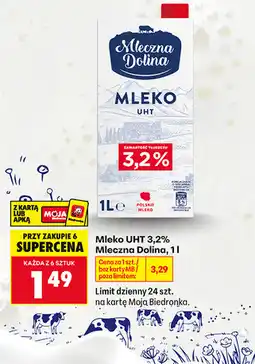 Biedronka Mleko UHT 3,2% Mleczna Dolina oferta