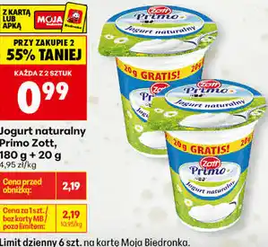 Biedronka Jogurt naturalny Primo Zott oferta