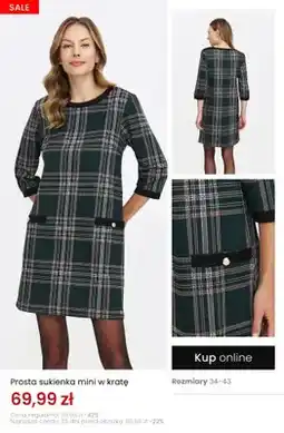 Top Secret Prosta sukienka mini w kratę oferta