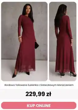 Renee Bordowa taliowana sukienka z siateczkowym marszczeniem Reneé oferta