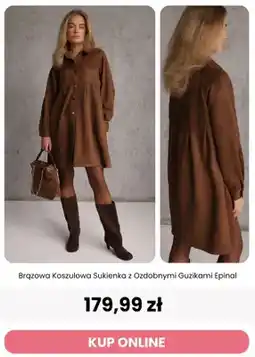 Renee Brązowa koszulowa sukienka z ozdobnymi guzikami Epinal Renee oferta