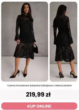Renee Czarna koronkowa sukienka koktajlowa z marszczeniem Renee oferta