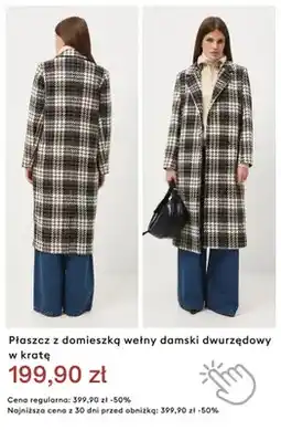 Medicine Płaszcz z domieszką wełny damski dwurzędowy w kratę oferta