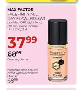 Jawa Drogerie Podkład Facefinity All Day Flawless 3w1 C40 Light Ivory Max Factor oferta