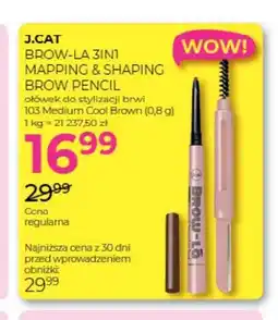 Jawa Drogerie Ołówek do stylizacji brwi Brow-La 3in1 Mapping & Shaping Brow Pencil 103 Medium Cool Brown J.Cat oferta