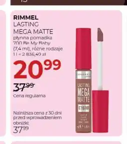 Jawa Drogerie Płynna pomadka Lasting Mega Matte 700 Be My Baby Rimmel oferta
