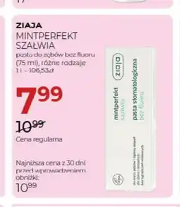 Jawa Drogerie Pasta do zębów bez fluoru Ziaja Mintperfekt Szałwia oferta
