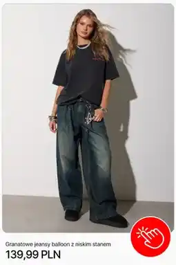 Cropp Granatowe jeansy balloon z niskim stanem Cropp oferta