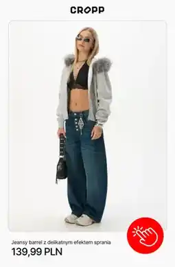 Cropp Jeansy barrel z delikatnym efektem sprania Cropp oferta