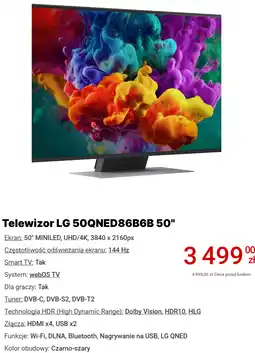 Media Expert Telewizor LG 50QNED86B6B 50 oferta