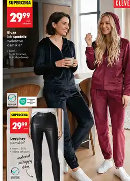 Biedronka Clevé Bluza lub spodnie welurowe damskie oferta
