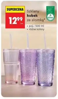 Biedronka Szklany kubek ze słomką oferta