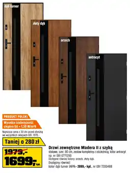 OBI Drzwi zewnętrzne Madera II z szybą oferta