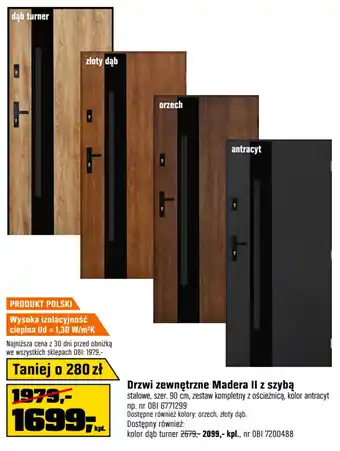 Drzwi zewnętrzne Madera II z szybą
