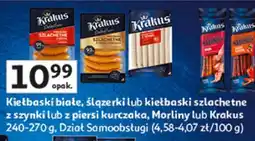Auchan Kiełbaski białe, ślązerki lub kiełbaski szlachetne z szynki lub z piersi kurczaka oferta