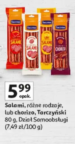 Auchan Salami, różne rodzaje, lub chorizo, Tarczyński oferta
