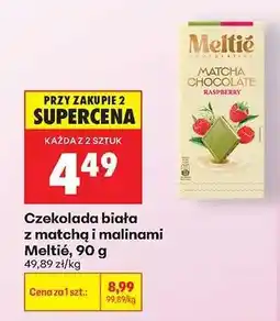 Biedronka Czekolada biała z matchą i malinami Meltié, 90 g oferta