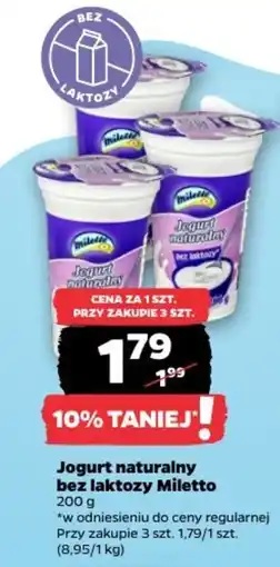 Netto Jogurt naturalny bez laktozy Miletto oferta