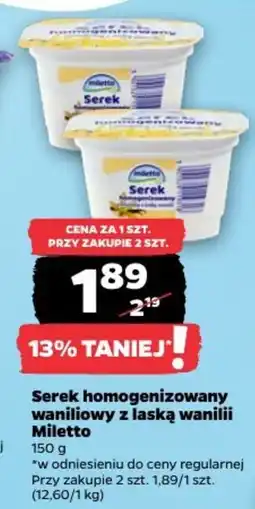 Netto Serek homogenizowany waniliowy z laską wanilii Miletto oferta