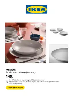 IKEA FÄRGKLAR Serwis, 18 szt., Matowy jasnoszary oferta