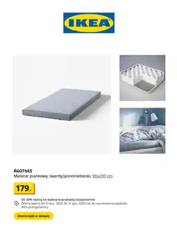 IKEA Materac piankowy IKEA ÅGOTNES, twardy, jasnoniebieski, 90x200 cm oferta