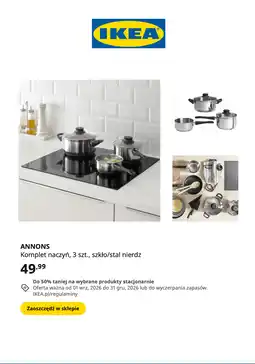 IKEA IKEA ANNONS Komplet naczyń, 3 szt., szkło/stal nierdz oferta