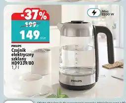 Biedronka Czajnik elektryczny szklany HD9339/80 1,7 l Philips oferta