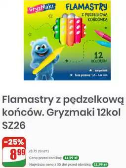 Dino Flamastry z pędzelkową końcówką Gryzmaki 12kol SZ26 oferta