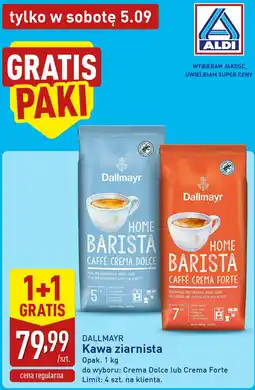 ALDI Dallmayr Kawa ziarnista Home Barista Caffè Crema Dolce / Crema Forte oferta
