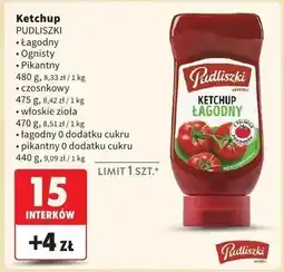 Intermarche Ketchup łagodny bez cukru Pudliszki oferta